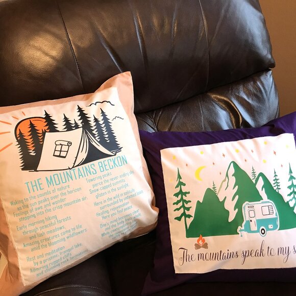 Mountain Adventure Pillow Cover, 18 x 18: Tent Camping Theme Cabin Decor - Picture 5 of 9